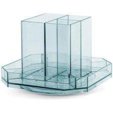 DELI Органайзер настольный 8942BLUE 140x140x98мм синий пластик