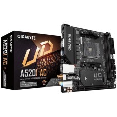 Материнская плата GIGABYTE Материнская плата A520I AC, Socket AM4, AMD A520, 2xDDR4-3200, HDMI+HDMI+DP, 1xPCI-Ex16, 4xSATA3(RAID 0,1,10), 1xM.2, 8 Ch Audio, GLan, WiFi, (2+2)xUSB2.0, (4+2)xUSB3.2, Mini-ITX, RTL {10} (809867)