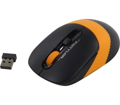 Мышь A4TECH Fstyler FG10 черный/оранжевый оптическая (2000dpi) беспроводная USB
