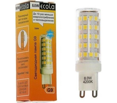 лампы светодиодные ECOLA G9RV80ELC LED CORN MICRO G9/8W/4200K