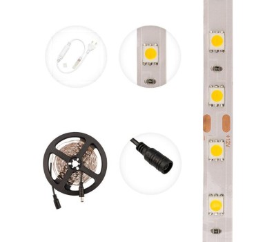 Лента светодиодная LAMPER (141-466) LED лента 5м открытая, 10 мм, IP23, SMD 5050, 60 LED/m, 12 V, цвет свечения теплый белый LAMPER