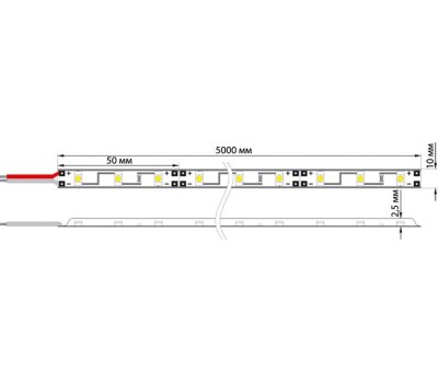 Лента светодиодная LAMPER (141-466) LED лента 5м открытая, 10 мм, IP23, SMD 5050, 60 LED/m, 12 V, цвет свечения теплый белый LAMPER