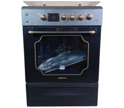 Комбинированная плита VESTA Valencia VGE 6042.1245678 Retro CHU черная матовая