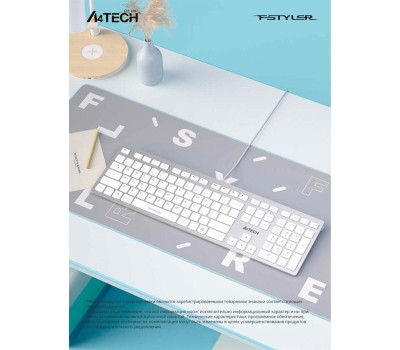 A4TECH Клавиатура Fstyler FX50, проводная, USB, ножничная, белый [fx50 white]