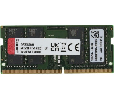 Оперативная память KINGSTON Оперативная память Valueram KVR32S22D8/32 DDR4 - 1x 32ГБ 3200МГц, для ноутбуков (SO-DIMM), Ret