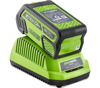 Триммер электрический GREENWORKS Триммер электрический GD40BCK4, аккумуляторный, 40В, 4Ач, с ЗУ [1301507ub]