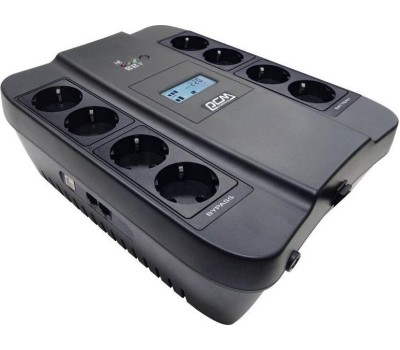 PowerCom Spider SPD-900U LCD USB ИБП {Line-Interactive, 900VA / 540W, 8xEURO: 4 с резервным питанием, 4 с фильтрацией, USB/USB-порт зарядки 2.4 А} (1456263)
