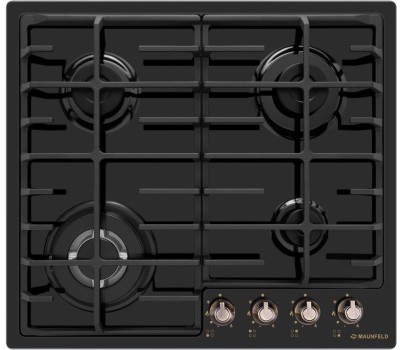 Варочная панель газовая MAUNFELD Газовая варочная панель EGHE.64.63CB.R/G, 4 конфорки, эмалированная сталь, черный