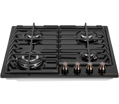 Варочная панель газовая MAUNFELD Газовая варочная панель EGHE.64.63CB.R/G, 4 конфорки, эмалированная сталь, черный