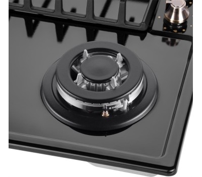 Варочная панель газовая MAUNFELD Газовая варочная панель EGHE.64.63CB.R/G, 4 конфорки, эмалированная сталь, черный