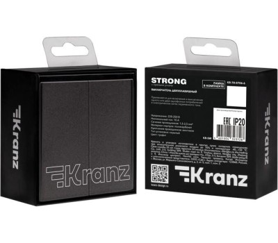 KRANZ Выключатель STRONG 2 кл перекрестный (переключатель) 10А с/у графит