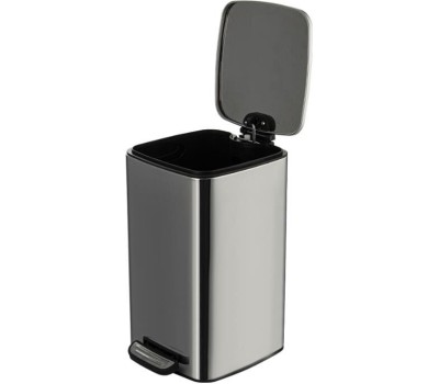 САНАКС - Ведро из нержавеющей стали, с педалью, квадратное, 8 литров, крышка микролифт, цвет ХРОМ. 10838