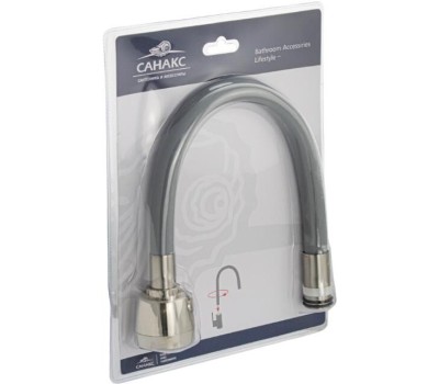 САНАКС - Излив к смесителю на кухню, ГИБКИЙ с большим двухрежимным аэратором, из нержавеющей стали, в силиконовой оболочке, БЕЗ ГАЙКИ, цвет СЕРЫЙ. 10719