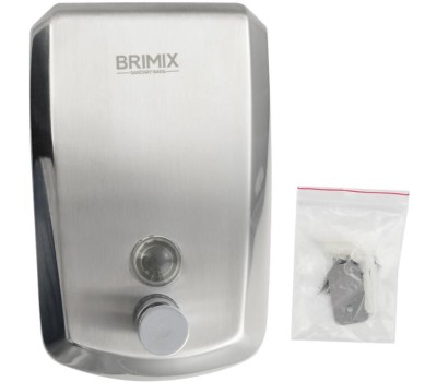 BRIMIX - Дозатор жидкого мыла настенный, металлический, с глазком, из нержавеющей стали марки 201, на 800 мл, сатин 644