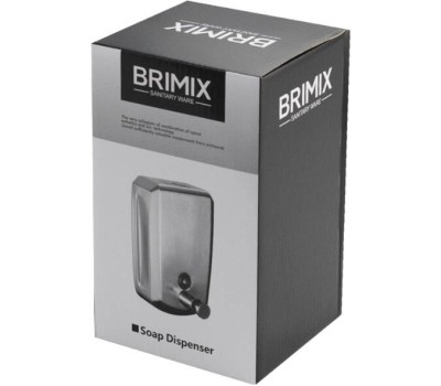 BRIMIX - Дозатор жидкого мыла настенный, металлический, с глазком, из нержавеющей стали марки 201, на 800 мл, сатин 644