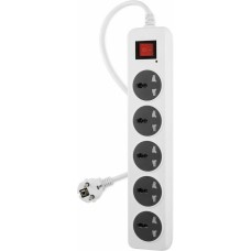 BURO Сетевой фильтр 500UNH-1.8-WG, 1.8м, белый/серый