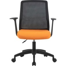 Кресло компьютерное CACTUS Кресло CS-MC222-BKOR, сетка/ткань, до 100кг, фиксированные подлокотники, оранжевый
