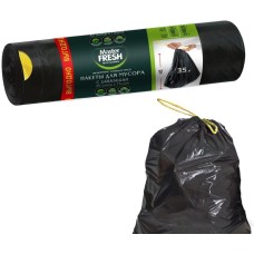 Мешки для мусора MASTER FRESH С0006419 Master FRESH Пакеты для мусора с завязками ЧЕРНЫЕ 35л 15шт 12мкм