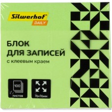 SILWERHOF Блок самоклеящийся бумажный Daily 76x76мм 100лист. 75г/м2 неон зеленый