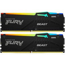 KINGSTON Память DDR5 2x16GB 6400MHz KF564C32BBEAK2-32 Fury Beast RGB RTL Gaming PC5-51200 CL32 DIMM 288-pin 1.4В kit single rank с радиатором Ret