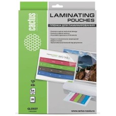 CACTUS Пленка для ламинирования 125мкм A4 (25шт) глянцевая 216x303мм CS-LPGA412525