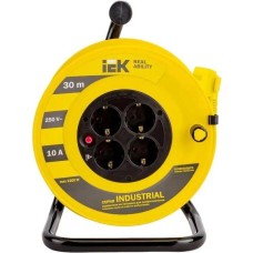 IEK Удлинитель силовой Industrial (WKP14-10-04-30) 1кв.мм 4розет. 30м ПВС 10A катушка желтый