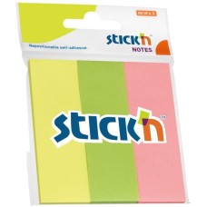 STICK`N Закладки самокл. индексы бумажные 21129 25x76мм 3цв.в упак. 50лист европодвес