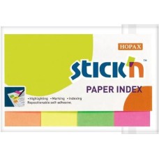 STICK`N Закладки самокл. индексы бумажные 21205 20x50мм 4цв.в упак. 50лист