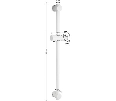 Стойка душевая MAGNUS 9280 Стойка душевая, БЕЗ лейки и шланга, с нажимным фиксатором, из нержавеющей стали марки 304, цвет БЕЛЫЙ