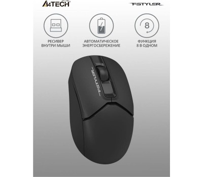 A4TECH Мышь Fstyler FG12 черный оптическая (1200dpi) беспроводная USB (3but)