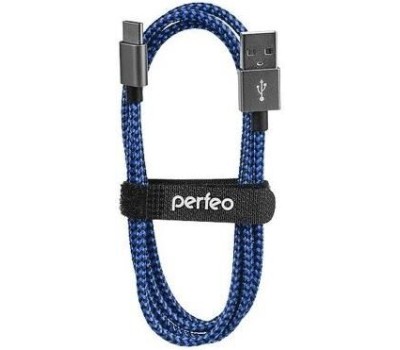 PERFEO (U4903) Кабель USB2.0 A вилка - USB Type-C вилка, черно-синий, длина 1 м