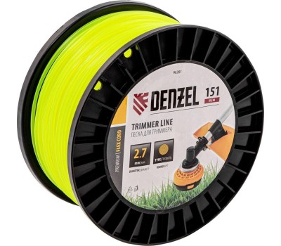 DENZEL Леска для триммера круглая, 2,7мм х 151м, на DIN катушке FLEX CORD, 96281