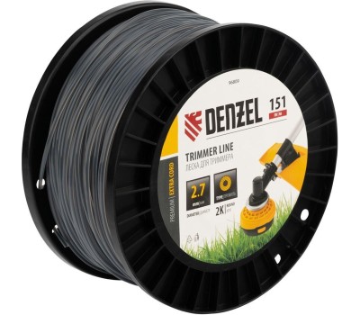 DENZEL Леска для триммера двухкомпонентная круглая, 2,7мм х 151м, на DIN катушке EXTRA CORD 96809