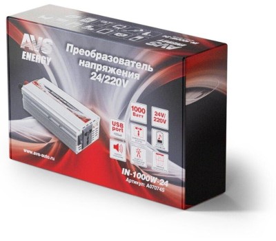 Автоинвертор AVS IN-1000W-24 24/220V (A07074S)