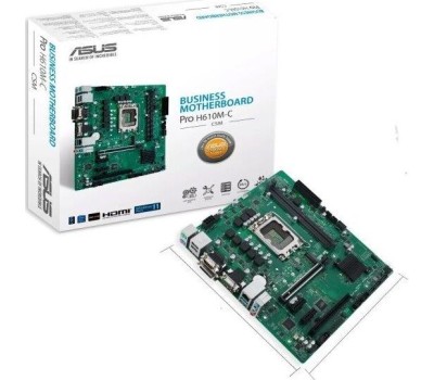 Материнская плата ASUS PRO H610M-C-CSM (Socket 1700, mATX, 2xDDR5(64GB), DP/DVI/HDMI, 1xPCIe 5.0x16/2xPCIe 3.0x1, 4xSATA 6Gb/s, 1xM2, 1xLAN, 1xCom, 2xUSB 3.0, 2xUSB 2.0, 2xPS/2)