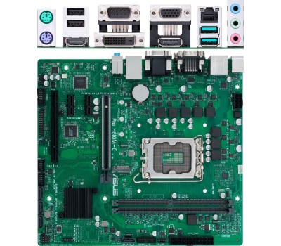 Материнская плата ASUS PRO H610M-C-CSM (Socket 1700, mATX, 2xDDR5(64GB), DP/DVI/HDMI, 1xPCIe 5.0x16/2xPCIe 3.0x1, 4xSATA 6Gb/s, 1xM2, 1xLAN, 1xCom, 2xUSB 3.0, 2xUSB 2.0, 2xPS/2)