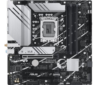 Материнская плата ASUS PRIME B760M-A WIFI (Socket 1700, mATX, 4xDDR5(128GB), 2xHDMI 2.1/DP, 3xPCIe 4.0x16, 1xLAN (2.5GbE), Wi-Fi, BT, 4xSATA 6Gb/s, 2xM.2, 2xUSB 3.2, 4xUSB 2.0, 1xPS/2)(90MB1EL0-M1EAY0)