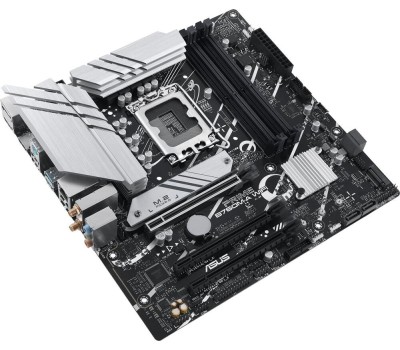 Материнская плата ASUS PRIME B760M-A WIFI (Socket 1700, mATX, 4xDDR5(128GB), 2xHDMI 2.1/DP, 3xPCIe 4.0x16, 1xLAN (2.5GbE), Wi-Fi, BT, 4xSATA 6Gb/s, 2xM.2, 2xUSB 3.2, 4xUSB 2.0, 1xPS/2)(90MB1EL0-M1EAY0)