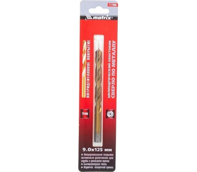 Сверло MATRIX Сверло по металлу, 9 мм, HSS Co-5% 71469