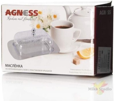 Масленка AGNESS МАСЛЕНКА С ПЛАСТИКОВОЙ КРЫШКОЙ 19*12*7 СМ (КОР=24ШТ.) 912-010
