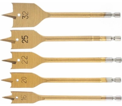 Набор сверл MATRIX Набор сверл перовых по дереву, 16-20-22-25-32 мм, 5 шт, пластиковый кейс, 70443