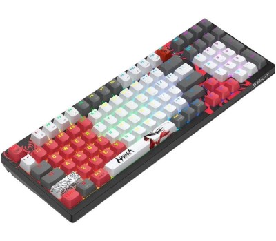 Клавиатура A4TECH Клавиатура Bloody WS98 Naraka, беспроводная, USB, Bluetooth/Радиоканал, механическая, серый/красный