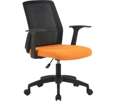 Кресло компьютерное CACTUS Кресло CS-MC222-BKOR, сетка/ткань, до 100кг, фиксированные подлокотники, оранжевый