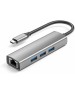 ORIENT JK-341N, Type-C разветвитель-сетевая карта USB 3.2 Gen1 (5 Гбит/c), порты: 3xUSB-A + RJ45 Gigabit Ethernet, RTL8153, 100/1000 Мбит/с, кабель USB Type-C, алюминиевый корпус, серебристый (33309)