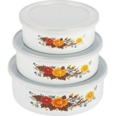 Набор Мисок MALLONY 3 эмалированных миски с крышками, FAMILIA, объемы: 600/850/1250 мл (008763)