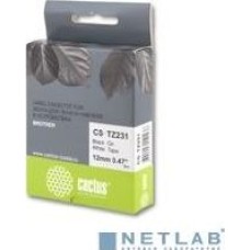 CACTUS TZ-231 Лента CACTUS (CS-TZ231) для печати наклеек в устройствах brother P-touch 1010/1280/1280VP/2700VP, черный на белом, 12мм х 8м