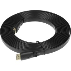 NONAME Кабель аудио-видео High Speed ver.1.4 Flat HDMI (m)/HDMI (m) 5м. позолоч.конт. черный