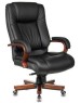 Кресло компьютерное БЮРОКРАТ Кресло руководителя T-9925WALNUT, кожа/искусственная кожа, до 200кг, механизм со смещенной осью, черный