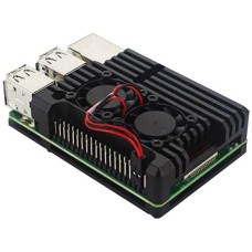 Корпус для ПК ACD Корпус RA458 Black Metal Aluminum Case with double Fans for Raspberry Pi 3B/3B+ (RASP2244)