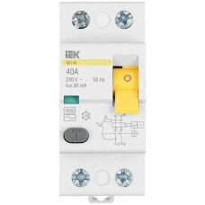IEK Выключатель дифф.тока УЗО MDV10-2-040-030 ВД1-63 40A 30мА AC 2П 230В 2мод белый (упак.:1шт)